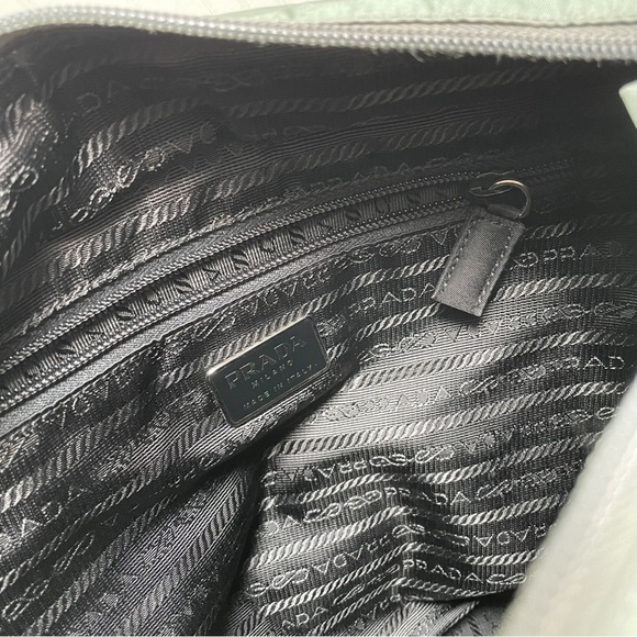 Prada gray Tessuto nylon triangle logo shoulder tote bag - Picture 8 of 11
